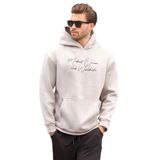 Madmext Boyalı Gri Kapüşonlu Cep Detaylı Baskılı Erkek Sweatshirt 7064,Boyalı Gri 2XL