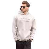 Madmext Boyalı Gri Kapüşonlu Cep Detaylı Baskılı Erkek Sweatshirt 7064,Boyalı Gri M
