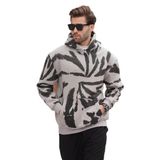 Madmext Boyalı Gri Kapüşonlu Cep Detaylı Baskılı Erkek Sweatshirt 7087,Boyalı Gri M