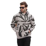 Madmext Boyalı Gri Kapüşonlu Cep Detaylı Baskılı Erkek Sweatshirt 7087,Boyalı Gri M
