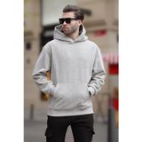 Madmext Boyalı Gri Kapüşonlu Cep Detaylı Polar Erkek Sweatshirt 7093