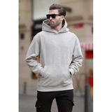 Madmext Boyalı Gri Kapüşonlu Cep Detaylı Polar Erkek Sweatshirt 7093,Boyalı Gri L