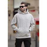 Madmext Boyalı Gri Kapüşonlu Cep Detaylı Polar Erkek Sweatshirt 7093,Boyalı Gri M