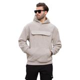 Madmext Boyalı Gri Kapüşonlu Kapaklı Cep Detaylı Polar Erkek Sweatshirt 7097,Boyalı Gri 2XL