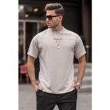 Madmext Boyalı Gri Likralı Basic Erkek Tişört 6060