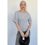 Madmext Boyalı Gri Off Shoulder Metal Detaylı Kadın Bluz MG2671