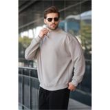 Madmext Boyalı Gri Yarım Balıkçı Yaka Erkek Basic Sweatshirt E7158,Boyalı Gri 2XL