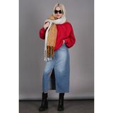 Madmext Buz Mavisi Yırtmaçlı Midi Boy Basic Kadın Kot Etek MG1558 - 34