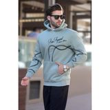 Madmext Çağla Yeşil Baskılı Kapşonlu Cep Detaylı Erkek Sweatshirt 7067