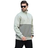 Madmext Çağla Yeşili Fermuar Yakalı Çizgili Sweatshirt 7056,Çağla Yeşili L