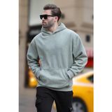 Madmext Çağla Yeşili Kapüşonlu Cep Detaylı Polar Erkek Sweatshirt 7093