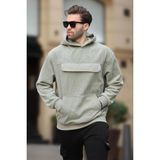 Madmext Çağla Yeşili Kapüşonlu Kapaklı Cep Detaylı Polar Erkek Sweatshirt 7097