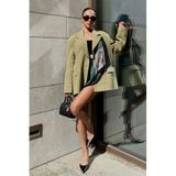 Madmext Çağla Yeşili Keten Blazer Kadın Ceket Mg2443,Çağla Yeşili M