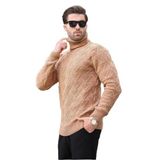 Madmext Camel Balıkçı Yaka Desenli Erkek Kazak E7292,Camel L