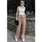 Madmext Camel Beli Büzgülü Bol Paça Kadın Pantolon MG2011