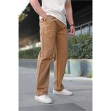 Madmext Camel Bol Paça Beli Bağlamalı Erkek Pantolon E7403,Camel L