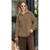 Madmext Camel Cep Detaylı Kadın Gömlek Mg2241,Camel XL