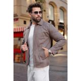 Madmext Camel Fermuarlı Astarlı Kaşe Erkek Ceket E7207 - 2XL