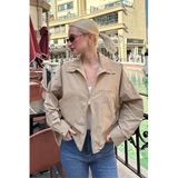 Madmext Camel Fermuarlı Cep Detaylı Oversize Kadın Ceket Mg2188,Camel M