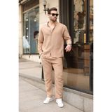 Madmext Camel Gömlek Pantolon Erkek Ikili Takım E7322 - S