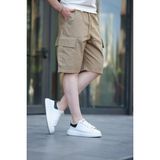 Madmext Camel Kargo Cepli Erkek Şort E6571 %100 Cotton Rahat Kesim Yazlık Tasarım