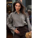 Madmext Camel Oversize Kareli Kadın Gömlek MG2822 - XL