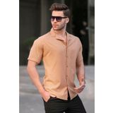 Madmext Camel Slim Fit %100 Pamuk Kısa Kol Erkek Gömlek 5585