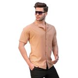 Madmext Camel Slim Fit%100 Pamuk Kısa Kol Erkek Gömlek 5585,Camel L