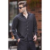 Madmext Camel Uzun Kollu Oversize Erkek Gömlek 6735 - Siyah - 2XL