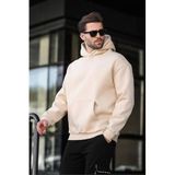 Madmext E7169 Bej Kapüşonlu Erkek Sweatshirt