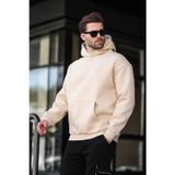 Madmext E7169 Bej Kapüşonlu Erkek Sweatshirt