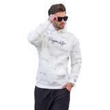 Madmext Ekru Baskılı Kapşonlu Cep Detaylı Erkek Sweatshirt 7075,Ekru 2XL