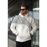 Madmext Ekru Baskılı Kapüşonlu Erkek Sweatshirt E7160