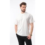 Madmext Ekru Bisiklet Yaka Basic Erkek Tişört E7105 - 2XL