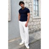 Madmext Ekru Bol Paça Beli Bağlamalı Erkek Pantolon E7403