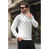 Madmext Ekru Desenli Bisiklet Yaka Triko Kazak Erkekler İçin Günlük Stil 6019 - 2XL