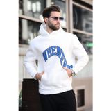 Madmext Ekru Kapüşonlu Baskılı Cep Detaylı Erkek Sweatshirt E7065