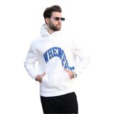Madmext Ekru Kapüşonlu Baskılı Cep Detaylı Erkek Sweatshirt E7065,Ekru M
