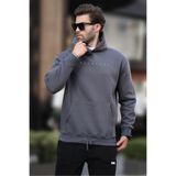 Madmext Ekru Kapüşonlu Baskılı Erkek Sweatshirt 7077