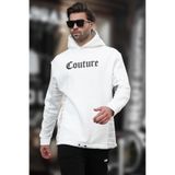 Madmext Ekru Kapüşonlu Baskılı Erkek Sweatshirt 7090,Ekru XL