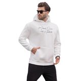 Madmext Ekru Kapüşonlu Cep Detaylı Baskılı Erkek Sweatshirt 7064,Ekru S