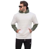 Madmext Ekru Kapüşonlu Cep Detaylı Erkek Sweatshirt 7071,Ekru M