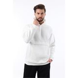 Madmext Ekru Kapüşonlu Cep Detaylı Erkek Sweatshirt 7092,Ekru 2XL