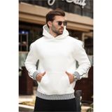 Madmext Ekru Kapüşonlu Kanguru Cep Erkek Sweatshirt E7163,Ekru L