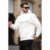 Madmext Ekru Kapüşonlu Kapaklı Cep Detaylı Polar Erkek Sweatshirt 7097,Ekru S