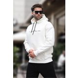 Madmext Ekru Kapüşonlu Nakış Detaylı Cepli Erkek Sweatshirt 7066