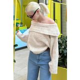 Madmext Ekru Madonna Yaka Kadın Kazak MG2274