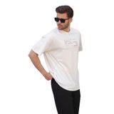 Madmext Ekru Overfit Bisiklet Yaka Sırt Baskılı Kısa Kollu Erkek Tişört 7037,Ekru S