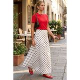 Madmext Ekru Puantiyeli Maxi Kadın Saten Etek MG2725
