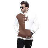 Madmext Ekru Renk Bloklu Kapüşonlu Baskılı Erkek Sweatshirt 7078,Ekru 2XL